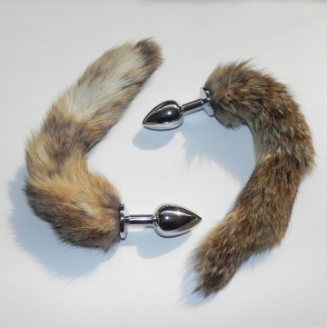 S Size Metal Stainless Steel Anal Plug Fox Tail Butt Plug 